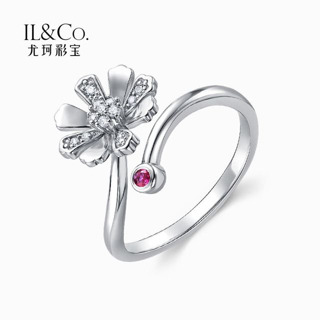 IL&CO ILCO尤珂 S925银红宝石女戒镶嵌10分天然真钻石戒小众不掉色求婚