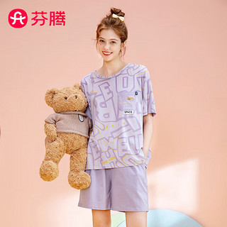 FENTENG 芬腾 睡衣女士纯棉可爱少女甜美短袖短裤家居服套装Q9984722552