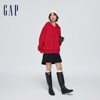 Gap女装2024春季浮雕logo法式圈织柔软运动卫衣连帽衫873743