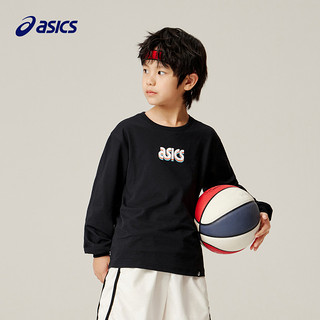 asics亚瑟士童装男女童长袖T恤儿童潮流休闲服 001黑色 140cm