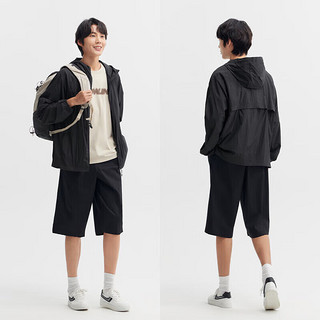 森马（Semir）防晒夹克男2024夏季轻量外套纯色连帽防晒外套109324108202 XXL 黑色90001