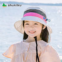 SHUKIKU 儿童渔夫帽男女童遮阳帽宝宝夏季薄款防晒帽 米白小象