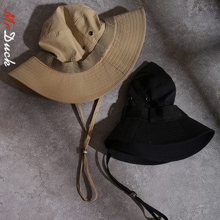 Mr DUCK日本防水面料 户外速干登山帽 夏天透气徒步露营遮阳帽子男女 MS236633卡其色 -7cm大帽檐 S（适合52-54cm头围） 小码（52-54cm）