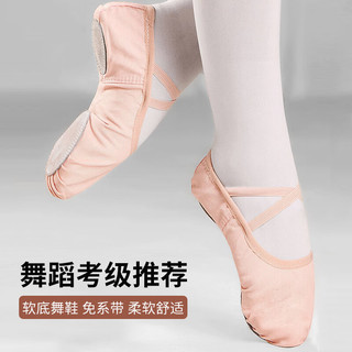 驰动儿童舞蹈鞋软底练功鞋女男童猫爪鞋跳舞芭蕾舞鞋免系带肤色25码 25码/16.5cm