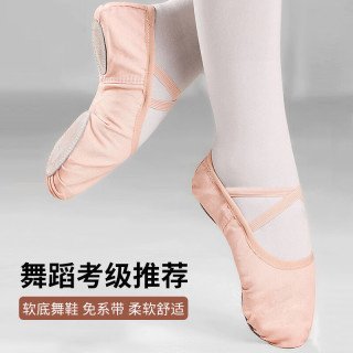 驰动儿童舞蹈鞋软底练功鞋女男童猫爪鞋跳舞芭蕾舞鞋免系带肤色25码 25码/16.5cm
