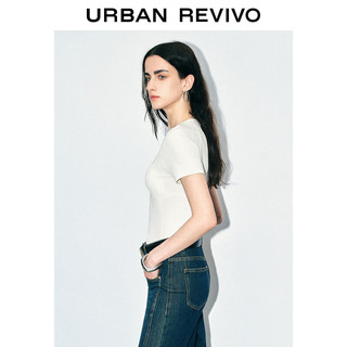URBAN REVIVO 女士时尚简约百搭修身圆领短袖T恤 UWJ440054 本白 XS