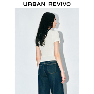 URBAN REVIVO 女士时尚简约百搭修身圆领短袖T恤 UWJ440054 本白 XS