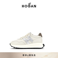 HOGAN【檀健次同款系列】女鞋2024H641时尚复古厚底休闲鞋 米白/银 35