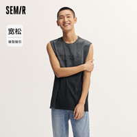 森马 Semir背心男2024夏季设计感扎染无袖上衣街头风印花