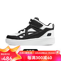 斯凯奇（Skechers）斯凯奇童鞋春秋小白鞋男女童白色板鞋高帮时尚休闲运动鞋 高帮款/黑色/白色/BKW 31码