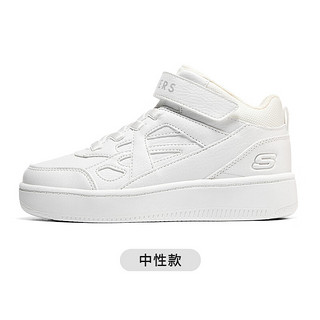 斯凯奇（Skechers）斯凯奇童鞋春秋小白鞋男女童白色板鞋高帮时尚休闲运动鞋 高帮款/白色/WHT 36码