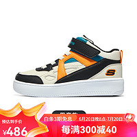 斯凯奇（Skechers）斯凯奇童鞋春秋小白鞋男女童白色板鞋高帮时尚休闲运动鞋 高帮款/黑色/多彩色/BKMT 28.5码