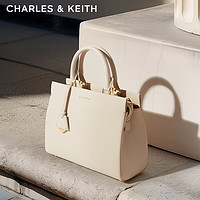 CHARLES & KEITH CHARLES&KEITH;吊牌饰大容量托特包手提单肩妈妈包包女包生日礼物CK2-50160152 Ivory象牙色 L