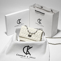 CHASENG&KEITH ck女包官方2024新款菱格链条包小香风百搭斜挎包小&CK女士包包 米白色 礼品袋