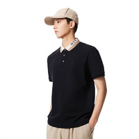 杰克·琼斯(JACK&JONES)2024年春季凉感舒适复古撞色翻领短袖衣服Polo衫男装 黑色E40 常规 黑色E40 180/100A/L