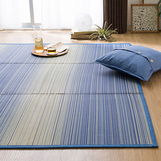 NITORI宜得利家居 夏季家用凉席榻榻米地毯日式蔺草地毯 蓝色彩条 1