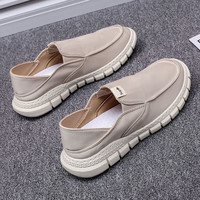 逐升老北京布鞋男鞋春夏季透气软底一脚蹬休闲鞋子男士套脚亚麻帆布鞋 FH-2168卡其色 42