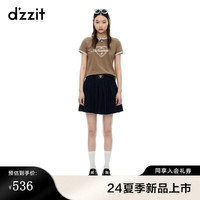 DZZIT地素短袖T恤2024夏季植绒印花工艺上衣深蓝色 深卡其色 XS