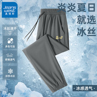 真维斯裤子男2024夏季新款男士休闲宽松束脚长裤男款冰丝运动速干裤子GW 灰#ZS金色微笑X
