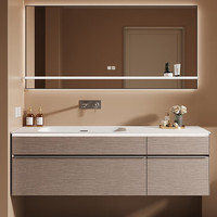 柏悦森现代轻奢浴室柜组合洗手洗脸洗漱可丽耐一体盆洗漱盆台面盆挂墙 180cm 主柜+可丽耐一体盆+镜柜