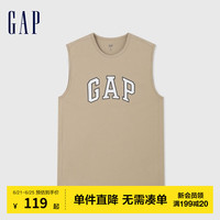 Gap男女装2024夏季字母印花logo无袖背心宽松叠穿上衣465657 卡其色 165/88A (S)亚洲尺码