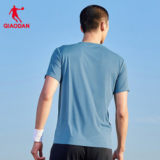 乔丹QIAODANt恤男短袖2024夏季透气吸湿速干跑步运动休闲T恤男 采和蓝 175/L