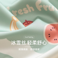 芬腾女士睡衣夏季冰丝薄款V领短袖女款卡通加大码开衫家居服套装