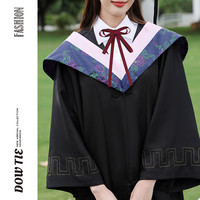 领结衬衫女毕业学位服校服酒红学院风日系免打别针装饰配饰品