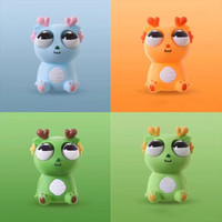 小袋鼠振乾爆眼龙解压瞪眼龙小龙人玩具捏捏乐卡通减压玩偶创意发泄恐龙 爆眼龙捏捏乐4个