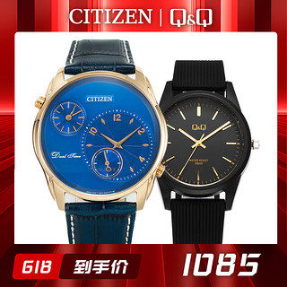 西铁城（CITIZEN）石英机芯复古简约皮带腕表