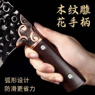 派莱斯（PLYS）刀具菜刀龙泉锻打刀家用切菜刀切片刀切肉刀厨房加厚斩切两用刀 【升级款】龙泉锻打斩切刀