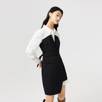 丽丽 LILY夏季裙子时尚别致拼接商务通勤衬衫连衣裙