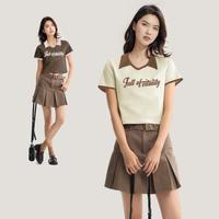 森马 Semir【显瘦】短袖T恤女2024夏短款美式复古针织POLO衫女
