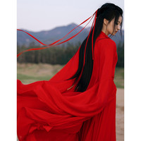 红色魏晋古风武侠古装汉服女中国风古典舞蹈演出服套装超仙气飘逸