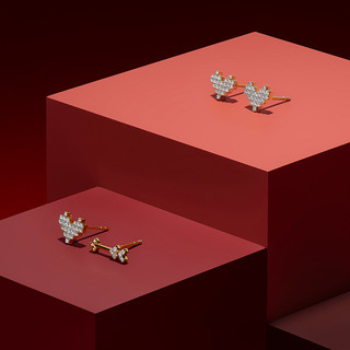 HEFANG何方告白钻石耳钉原创设计18K金爱心吊坠耳环耳饰品