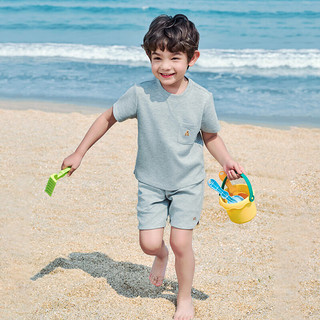 Gap男童2024夏季防晒凉感透气易打理套装儿童装两件套560351 炭灰色 100cm(2-3岁) 亚洲尺码