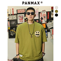 PANMAX 潘·麦克斯 大码男装短袖男潮牌设计感刺绣休闲宽松美式T袖百搭加大码