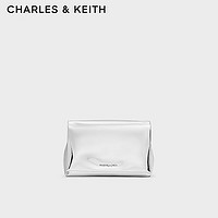 CHARLES&KEITH24夏褶皱翻盖式单肩斜挎小方包女CK2-80782348 Silver银色 S