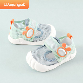 88VIP：Weijun 炜俊亿足 男宝宝凉鞋学步鞋夏季款婴儿鞋子软底女童凉鞋网面透气鞋