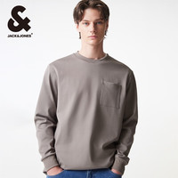 杰克·琼斯(JACK&JONES)秋季新款男士舒适基础百搭休闲罗纹圆领宽松长袖T恤男款224302001 本白色A06 常规 本白色A06 165/88A/XS