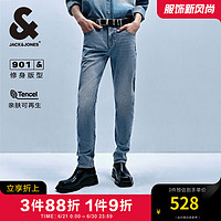 杰克·琼斯（JACK&JONES）夏修身版型舒适磨破潮亲肤柔软高弹牛仔裤长裤男裤224232096 E39 中蓝牛仔 E39 中蓝牛仔 175/82A/MRW