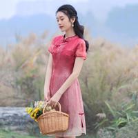 小个子改良旗袍高级感气质民国风2024春a字连衣裙 僮僮