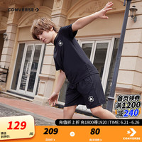 匡威(Converse)匡威儿童套装T恤短袖短裤速干套装2024夏季中大童男女童运动套装 正黑色 150/72