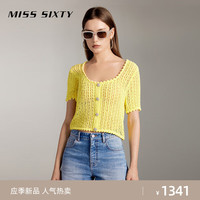 MISS SIXTY2024夏季新款针织衫女镂空钩花套头度假风法式文艺甜美 白色