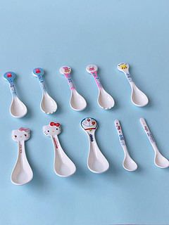 五和 儿童勺子叉子吃饭筷子家用长柄可爱卡通宝宝喝水训练密胺餐具