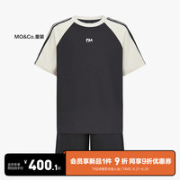 little MO&Co.两件套装 little moco童装24夏装男女童运动风插肩袖T恤短裤 深灰色 140/68
