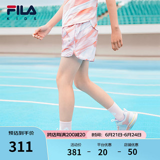 FILA【灵柔裤】斐乐儿童裤子夏季中大童女童短裤潮 满印二-ZB 130cm