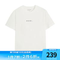 美特斯邦威男T恤2024夏季时尚多元跳色字母印花舒适短袖上衣 雪白色 165/S