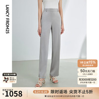 朗姿【三醋酸Basic衣橱】直筒高腰显瘦裤子2024夏新款高端休闲裤 玛瑙灰色