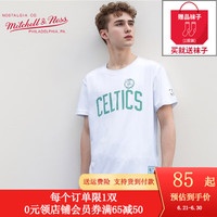 MITCHELL & NESS棉短袖男 NBA联名半袖男湖人魔术热火队 MN夏男士运动T恤男女同款 凯尔特人队棉氨白色-大logo XL
